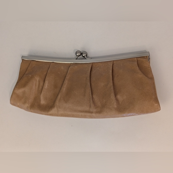 Vintage HOBO International Tan Leather Framed Convertible Clutch Shoulder Bag - Picture 9 of 16
